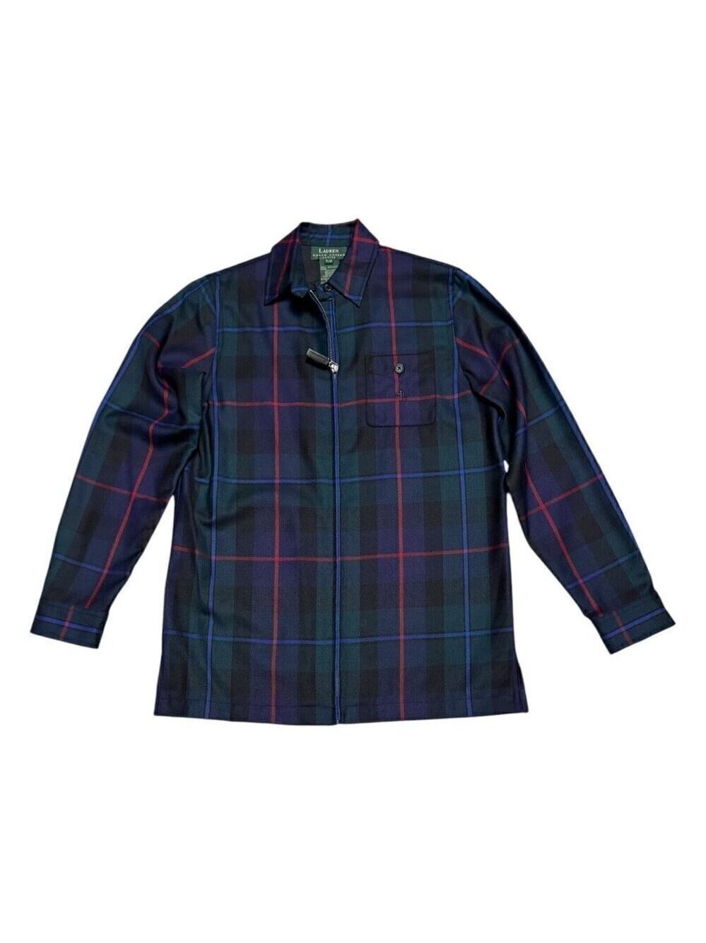 LAUREN RALPH LAUREN Plaid WOOL Lightweight Casual Designer Jacket Small Petite